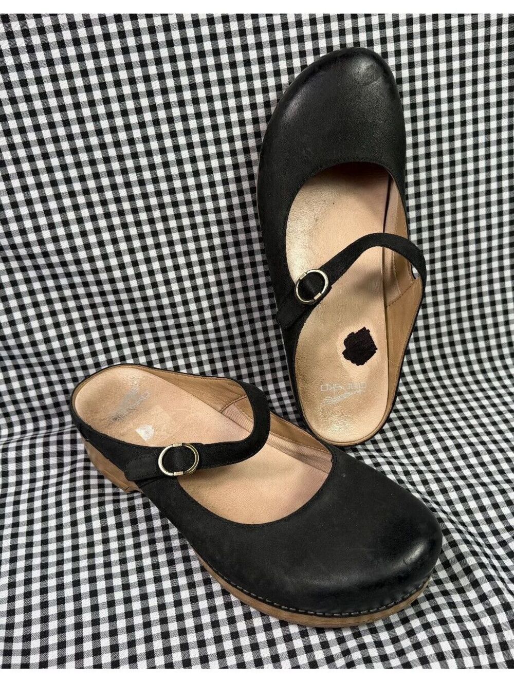 Dansko Bria Mary Jane Clogs Womens EU 42 Black Leather Comfort Shoes Slip On